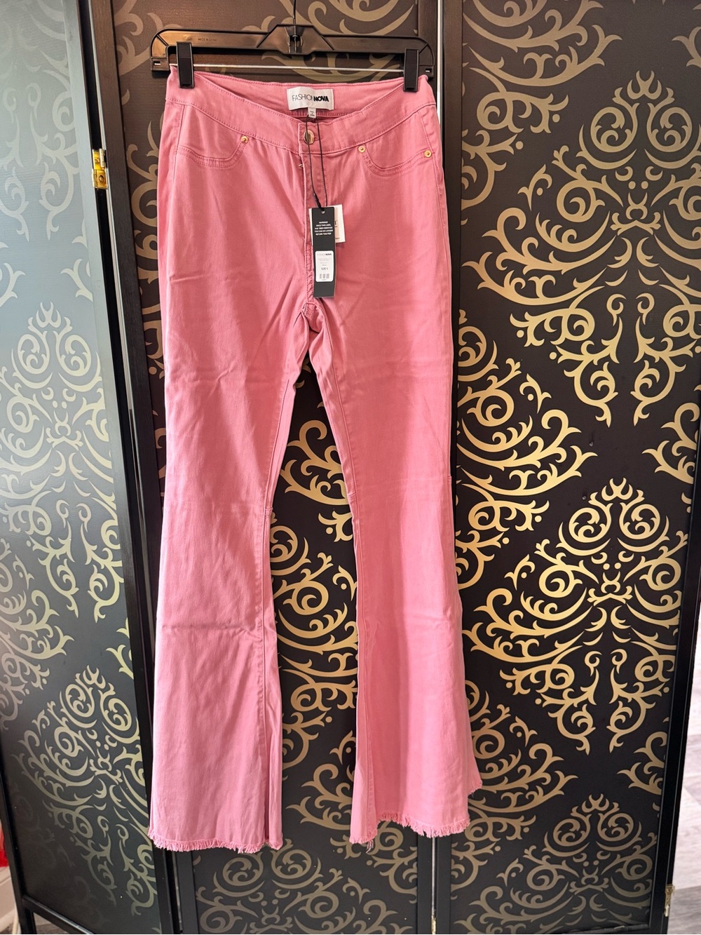 Fashion Nova Rose Pink Flare Jeans - High Rise Wide Leg